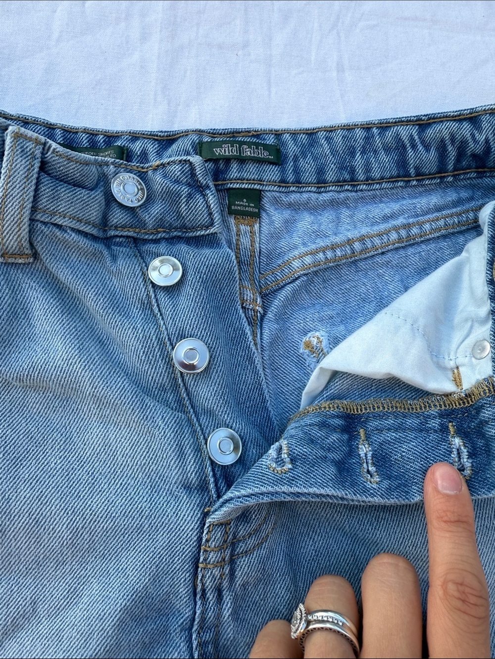 wild fable Light Blue Distressed High-Rise Denim Shorts - Picture 3 of 4